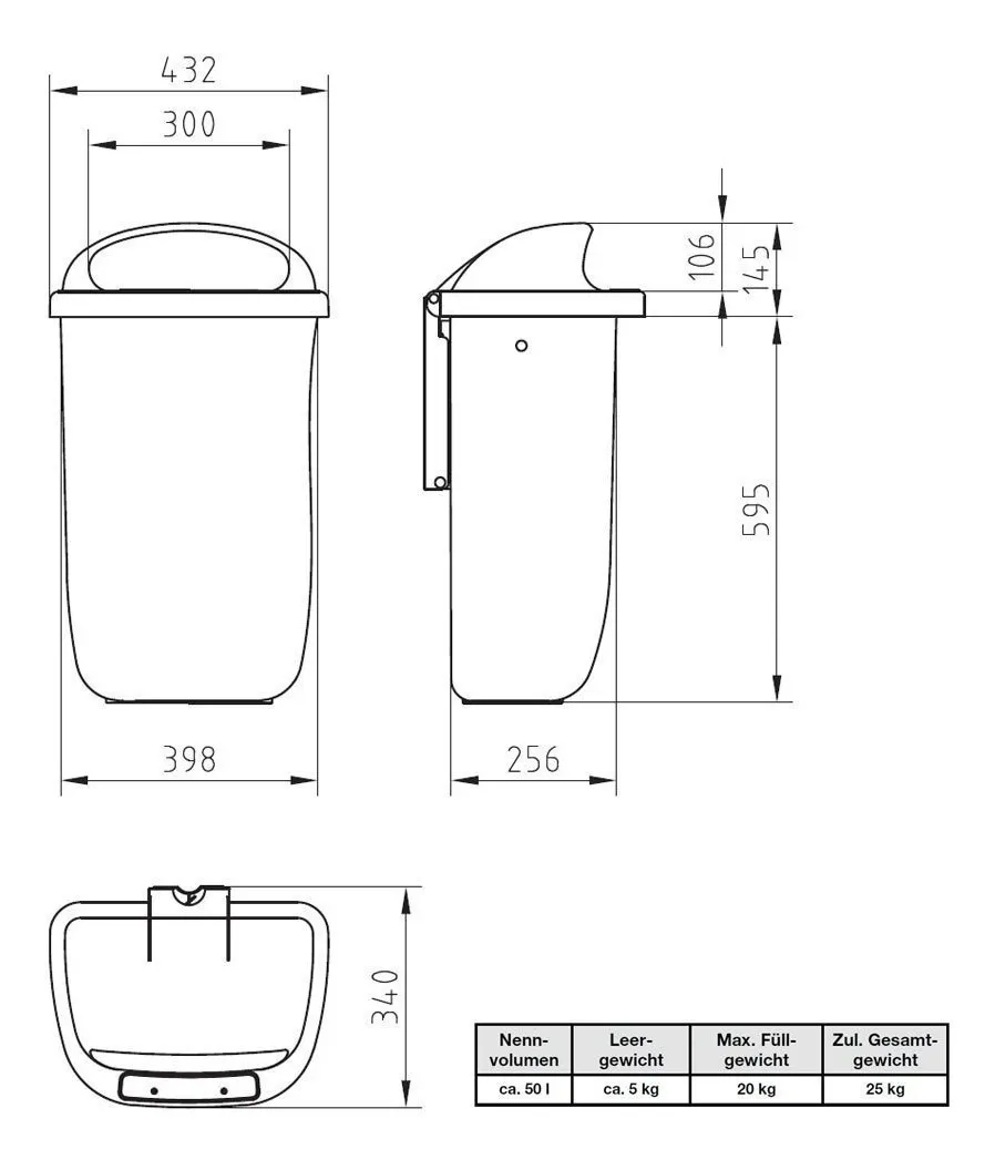 Miniatura 2 de Papelera Clásica 50L DIN, Rojo