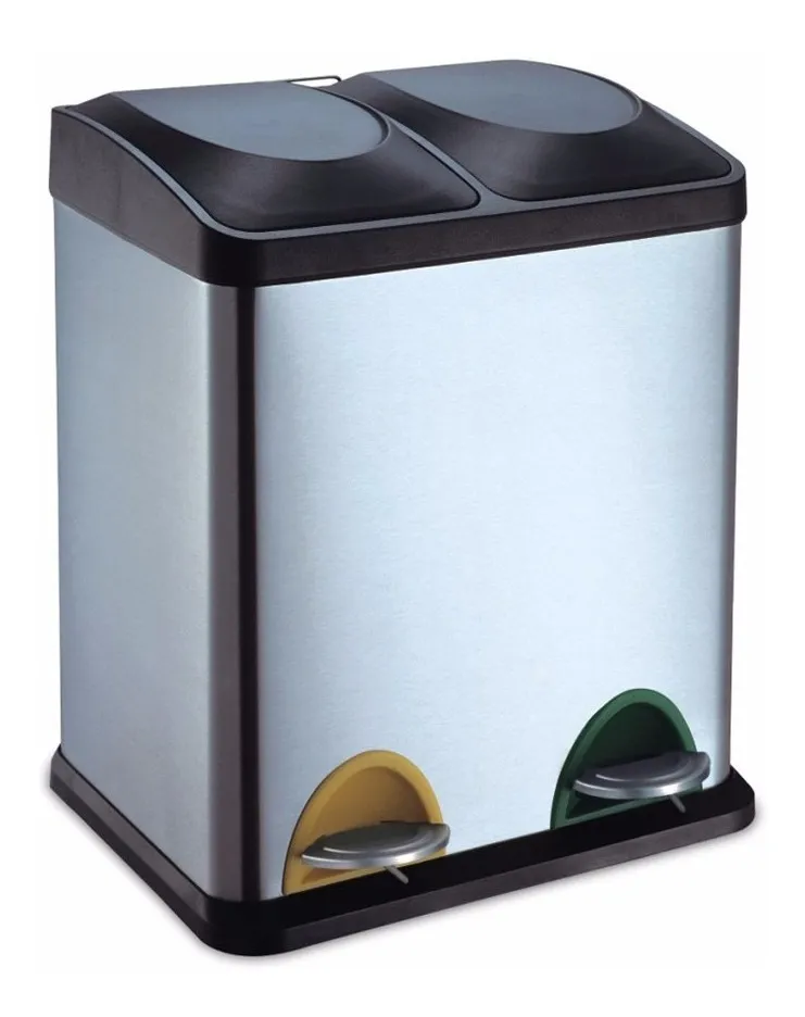 Producto Papelera, acero, selectiva, CD, 30L, c/pedal
