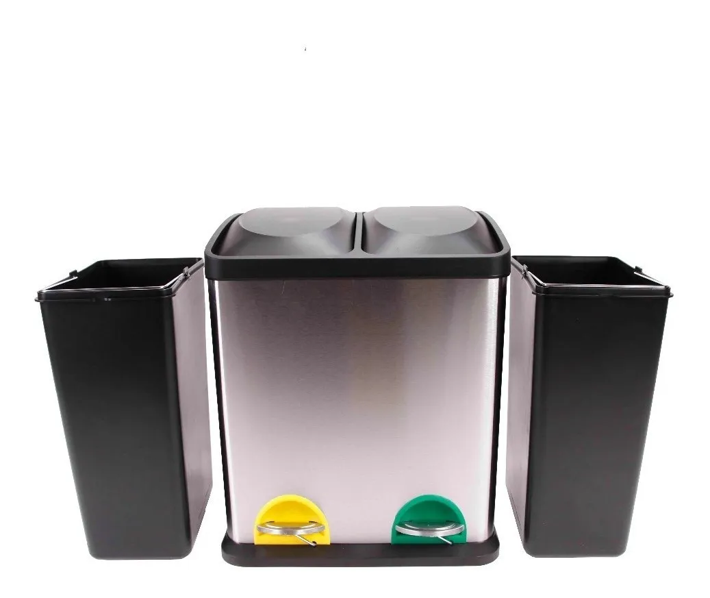Miniatura 5 de Papelera, acero, selectiva, CD, 30L, c/pedal