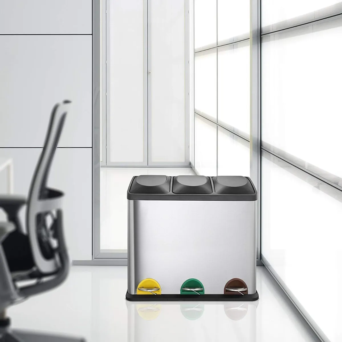 Miniatura 6 de Papelera selectiva triple  CT, 32L, c/pedal
2x8L y 16 L Acero