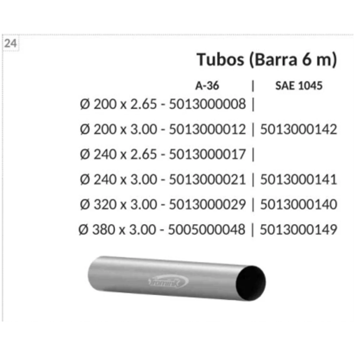 Tubos Tromink de 6 metros para canalización